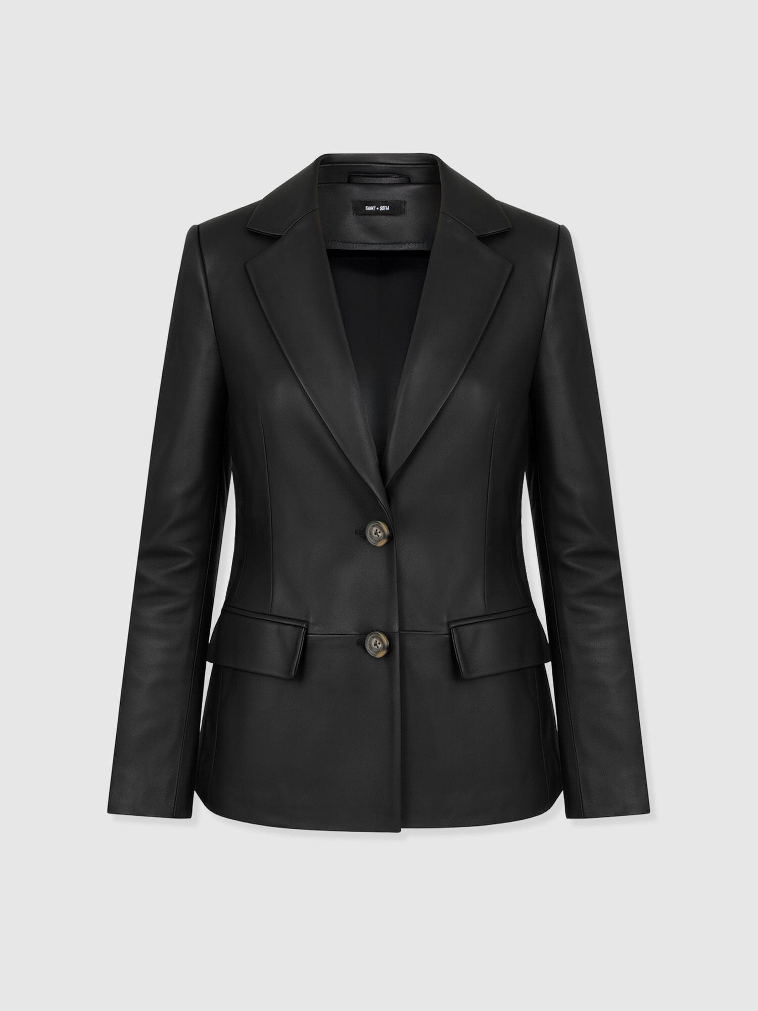 Axel Single Breasted Blazer - Black Leather - Women's Leathers | Saint + Sofia® USA